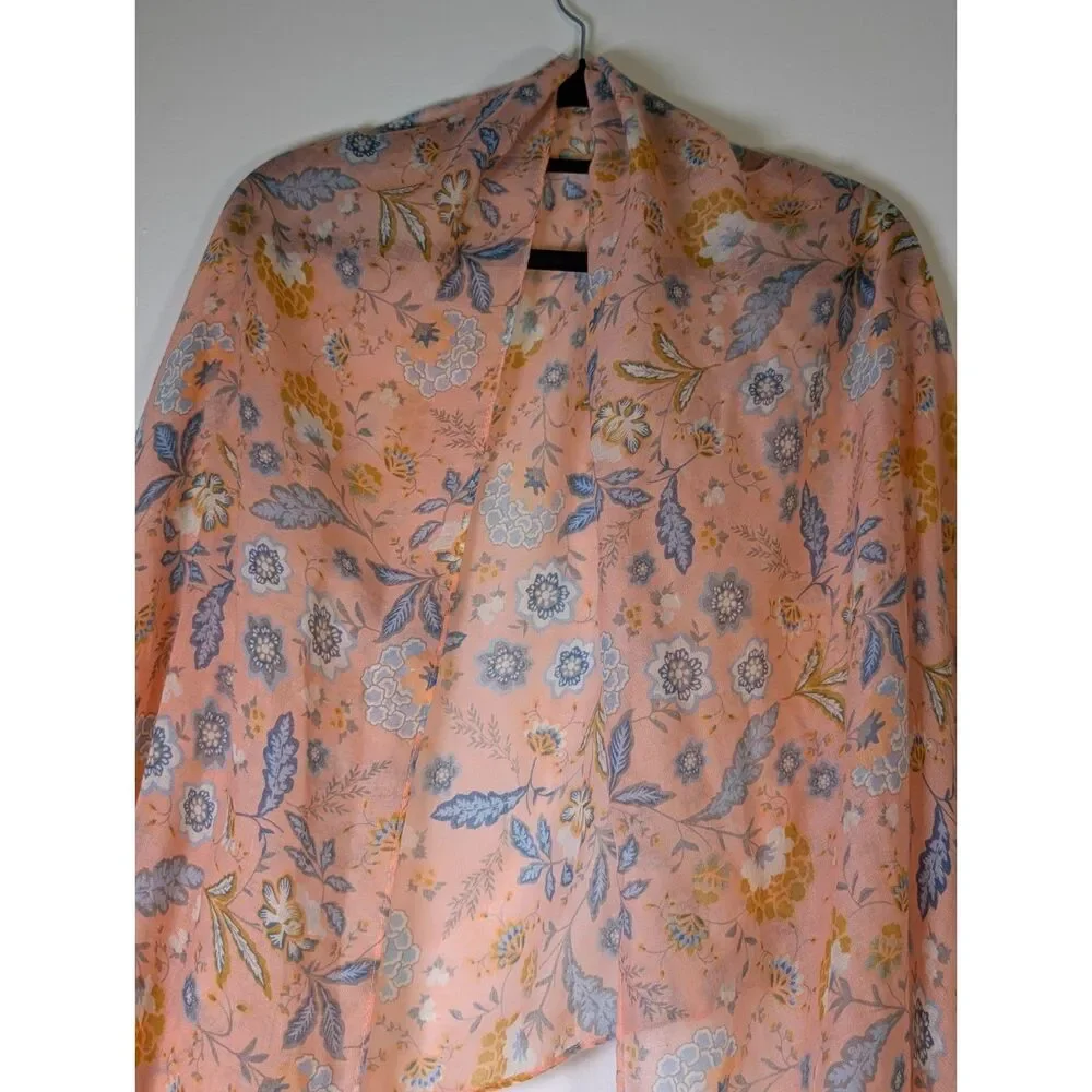 Mark & Hall Floral Tassel Scarf Boho Festival Wrap Pink Blue 70x28 Feminine